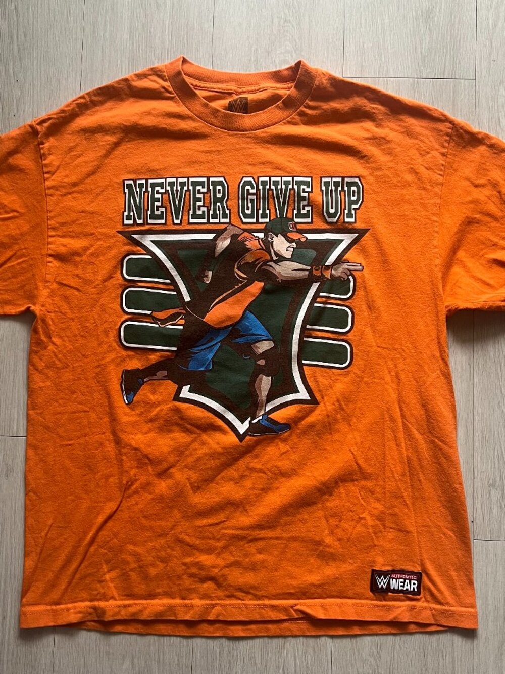John Cena T-Shirt Mens XL Orange 15x Never Give Up WWE You Can't See Me 2015